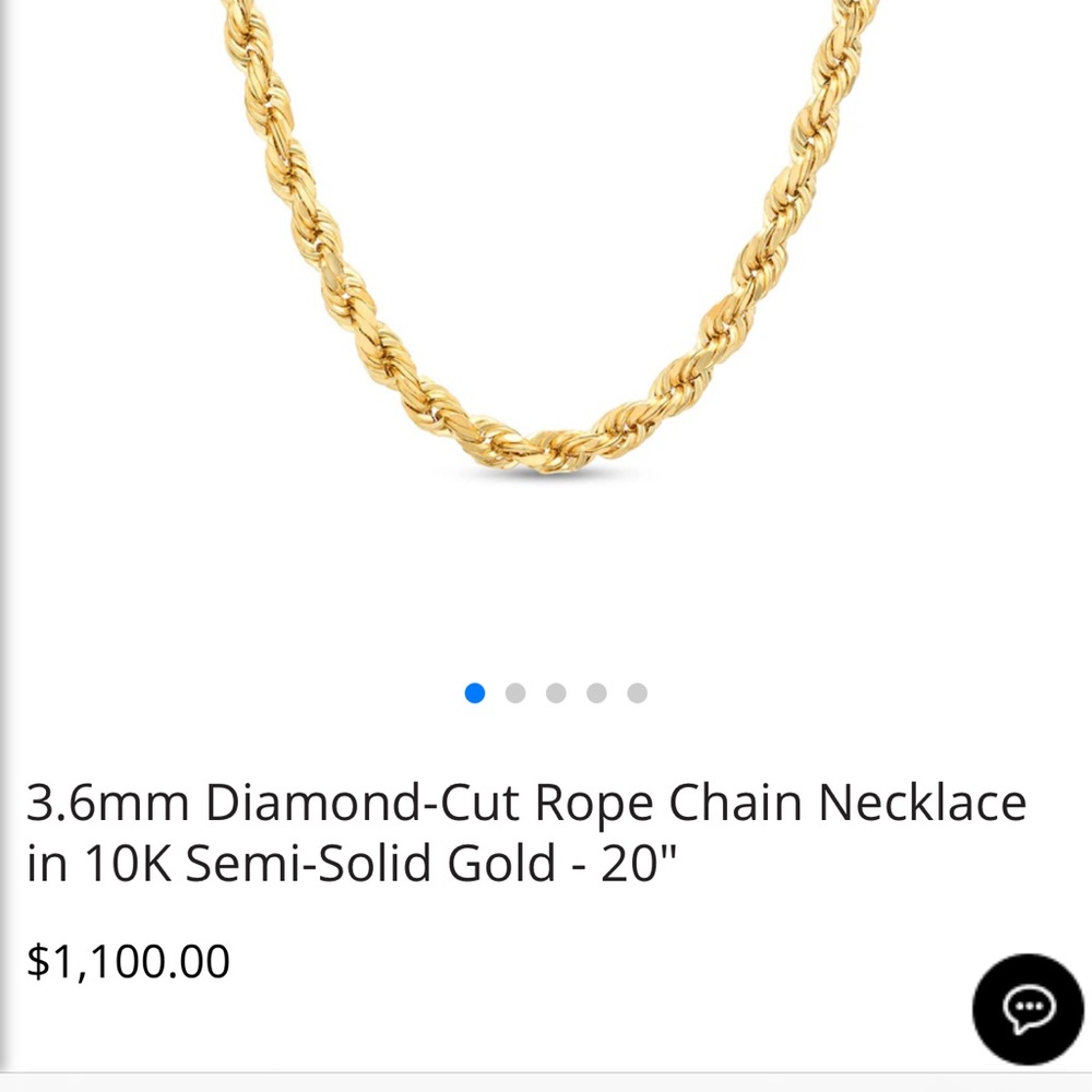 Rope chain 20 inches 10k Gold. Made in turkey. $1100. New